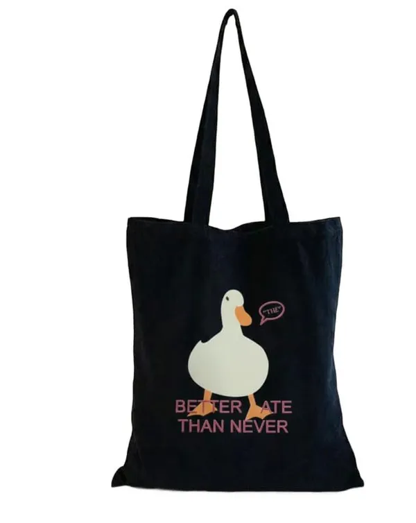 Black_Canvas_Shoulder_Tote_Bag_Better_Late_Than_Never_Print_For_Women