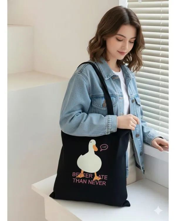 Black_Canvas_Shoulder_Tote_Bag_Better_Late_Than_Never_Print_For_Women
