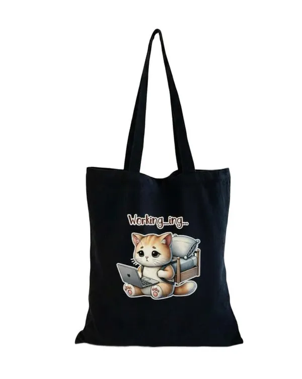 Black_Canvas_Printed_Tote_Bag_With_Working_Cat_Print_For_Women