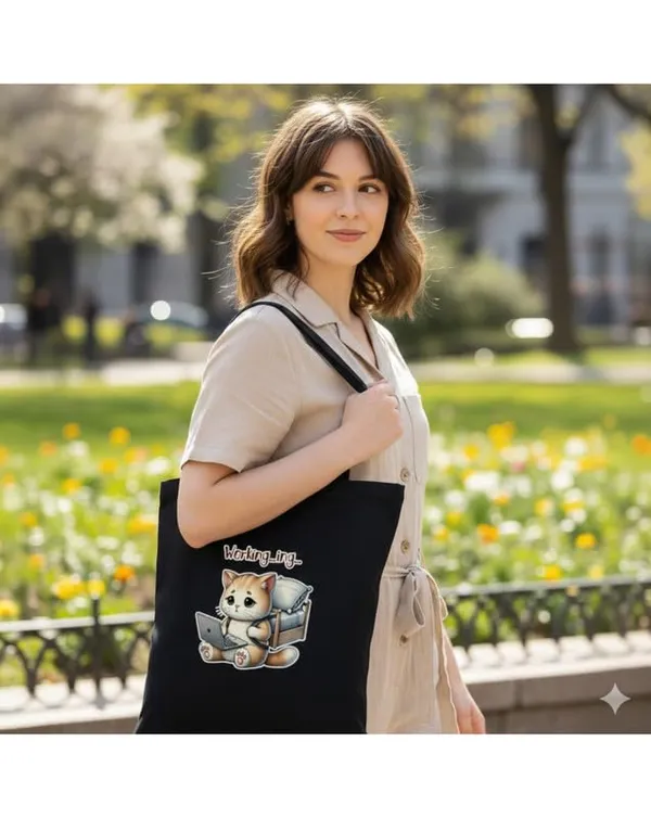Black_Canvas_Printed_Tote_Bag_With_Working_Cat_Print_For_Women