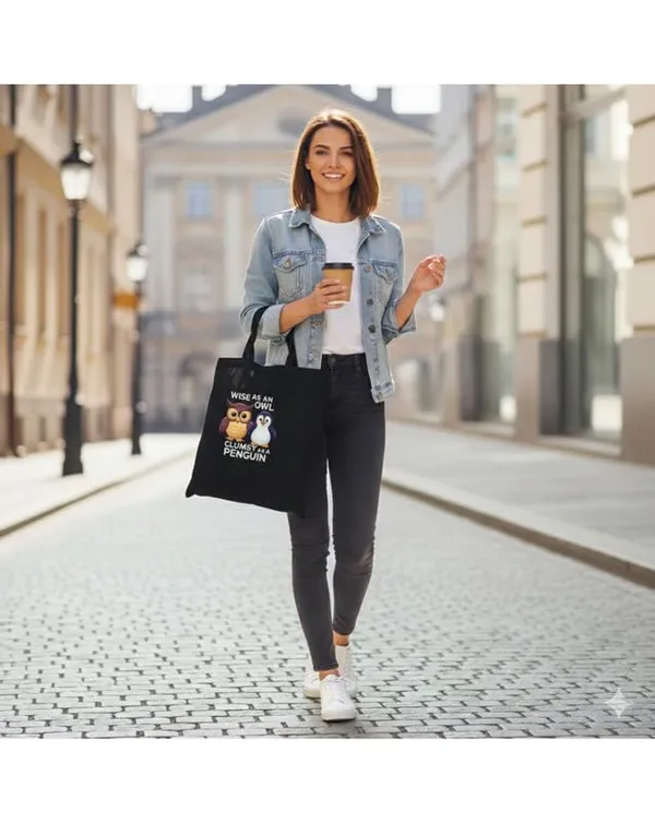Black_Canvas_Printed_Tote_Bag_With_Owl_Penguin_Print_For_Women