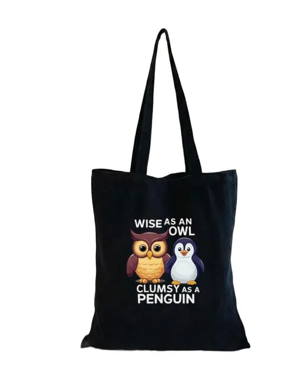 Black_Canvas_Printed_Tote_Bag_With_Owl_Penguin_Print_For_Women