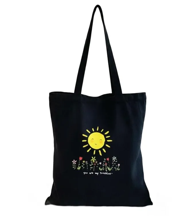 Black_Canvas_Smiling_Sun_Print_Tote_Bag_For_Women