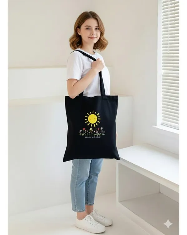 Black_Canvas_Smiling_Sun_Print_Tote_Bag_For_Women