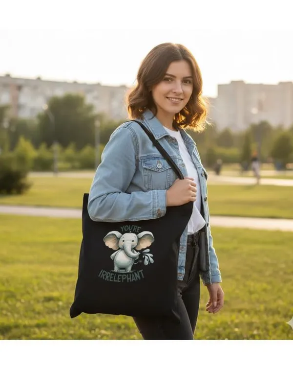 Black_Canvas_Cute_Elephant_Print_Tote_Bag_For_Women