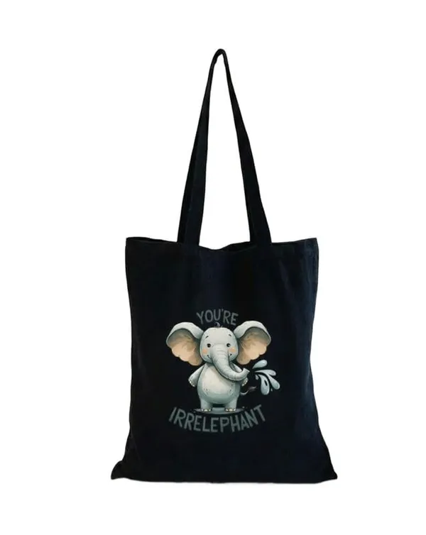 Black_Canvas_Cute_Elephant_Print_Tote_Bag_For_Women