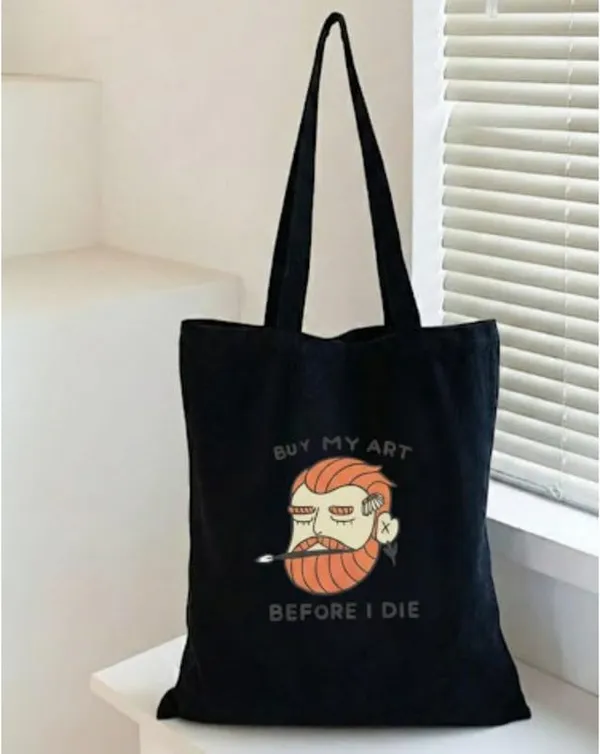 Black_Canvas_Printed_Tote_Bag_Buy_My_Art_Before_I_Die_For_Women