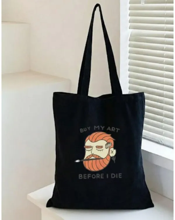 Black_Canvas_Printed_Tote_Bag_Buy_My_Art_Before_I_Die_For_Women