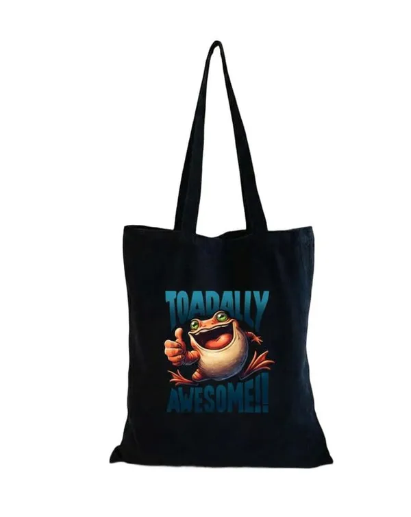 Black_Canvas_Printed_Tote_Bag_With_Funny_Frog_Print_For_Women