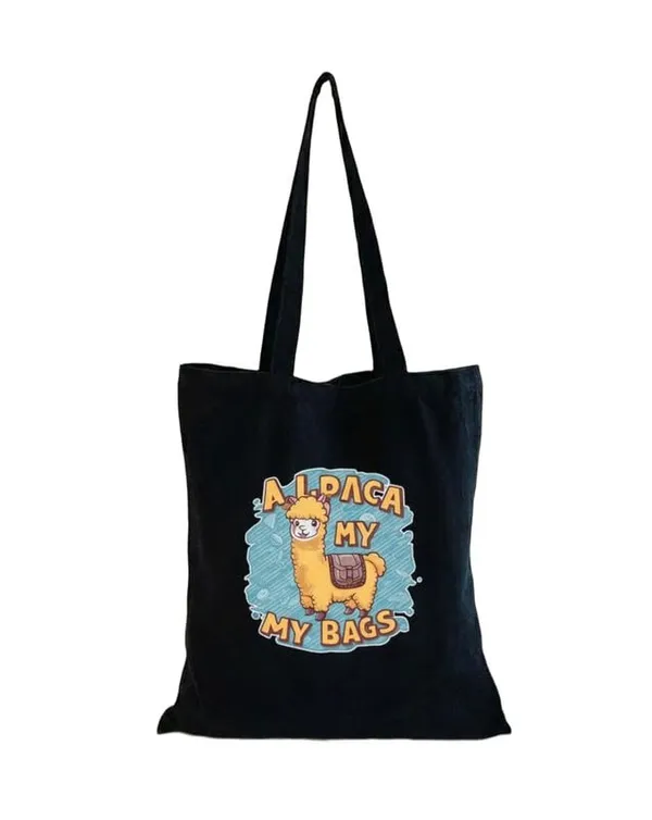 Black_Canvas_Alpaca_Print_Tote_Bag_For_Women
