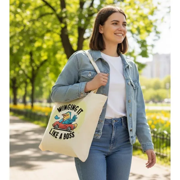 White_Canvas_Printed_Tote_Bag_Winging_It_Like_A_Boss_For_Women