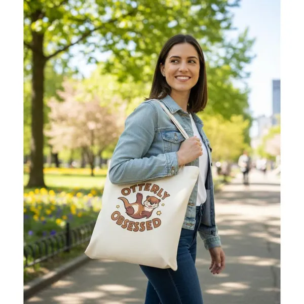 White_Canvas_Printed_Tote_Bag_Otterly_Obsessed_Print_For_Women