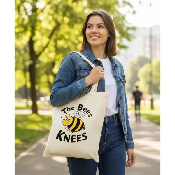 White_Canvas_Bees_Knees_Print_Tote_Bag_For_Women