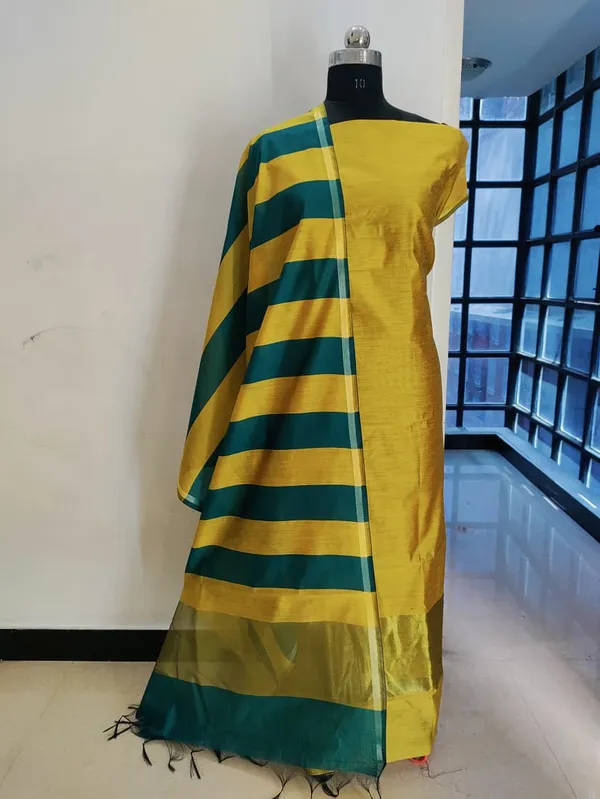 Yellow_And_Green_cotton_Silk_Premium_And_Elegant_Dress_Material_For_Women
