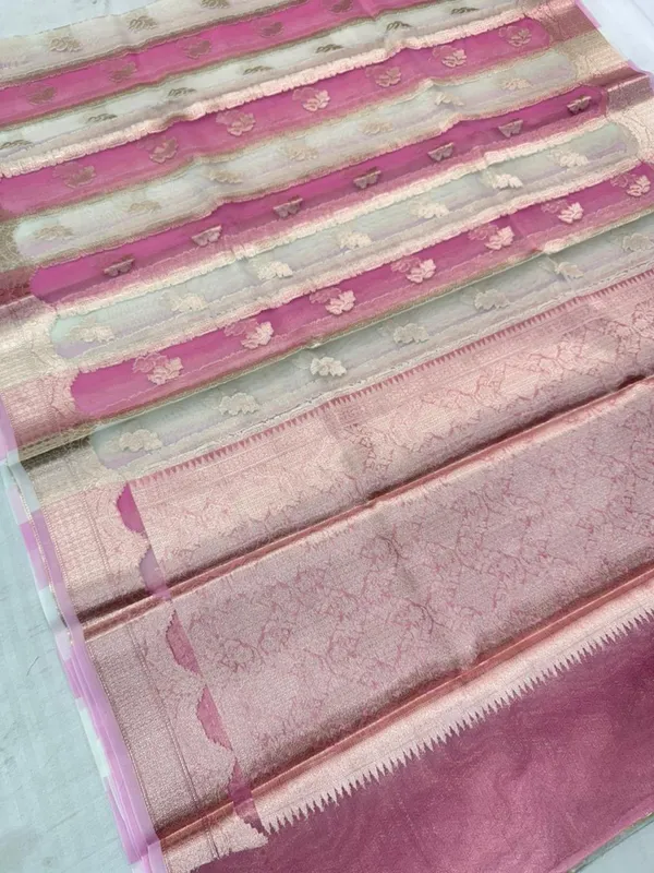 Pink_And_cream_Banarasi_kora_Silk_Premium_And_Elegant_Saree_For_Women