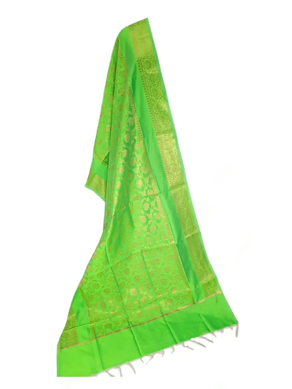 Parrot_Green_Art_Silk_Premium_And_Elegant_Dupatta_For_Women