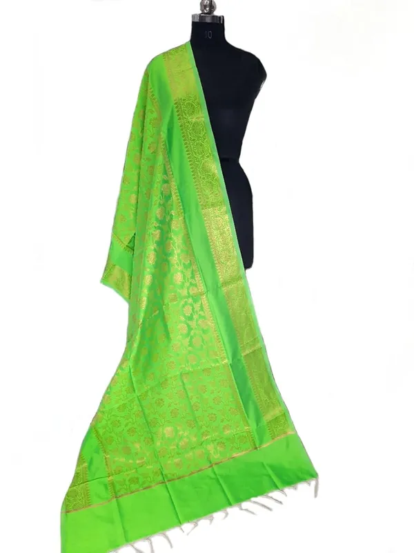 Parrot_Green_Art_Silk_Premium_And_Elegant_Dupatta_For_Women