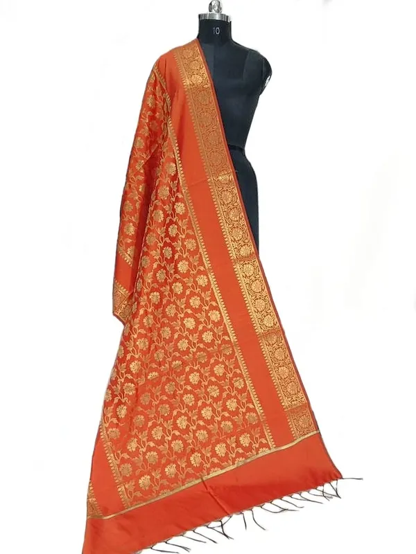 Orange_Art_Silk_Premium_And_Elegant_Dupatta_For_Women