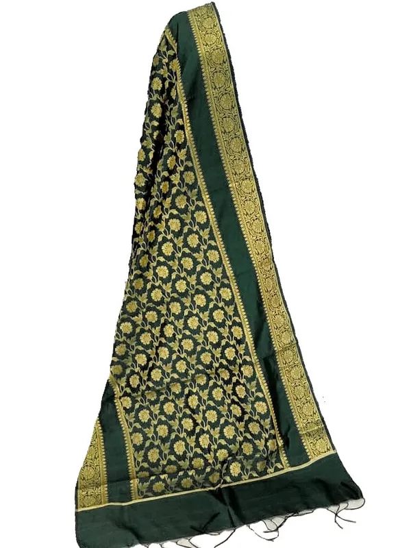 Bottle_Green_Art_Silk_Premium_And_Elegant_Dupatta_For_Women