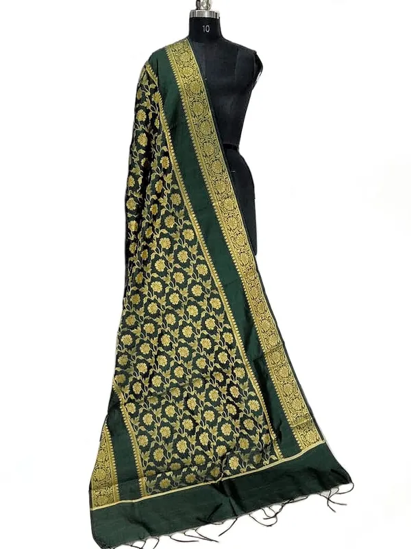 Bottle_Green_Art_Silk_Premium_And_Elegant_Dupatta_For_Women