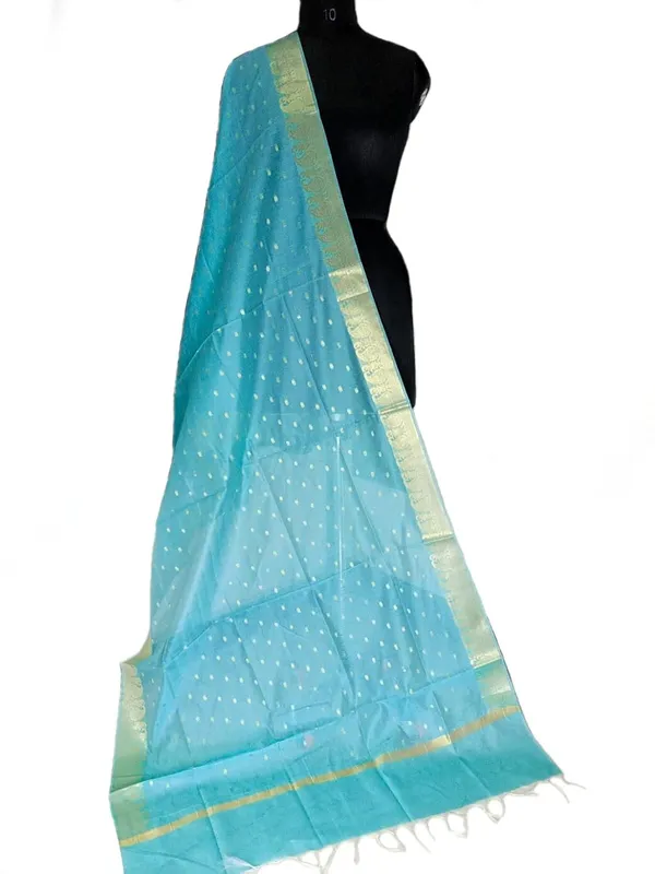 Aqua_Blue_Chanderi_Premium_And_Elegant_Dupatta_For_Women