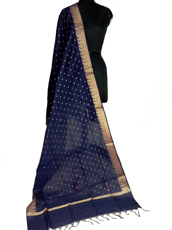 Dark_Blue_Chanderi_Premium_And_Elegant_Dupatta_For_Women