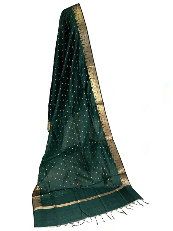 Dark_Green_Chanderi_Premium_And_Elegant_Dupatta_For_Women