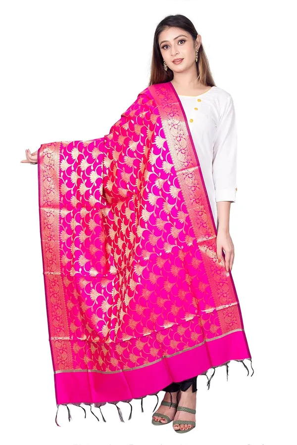 Dark_Pink_Art_Silk_Premium_And_Elegant_Dupatta_For_Women