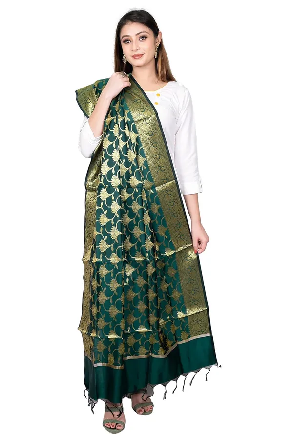 Dark_Green_Art_Silk_Premium_And_Elegant_Dupatta_For_Women