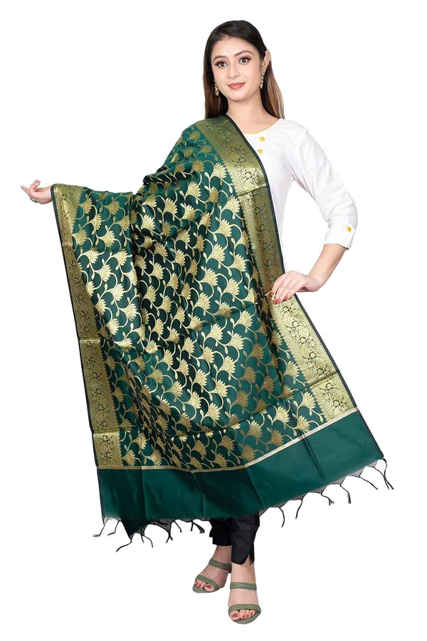 Dark_Green_Art_Silk_Premium_And_Elegant_Dupatta_For_Women