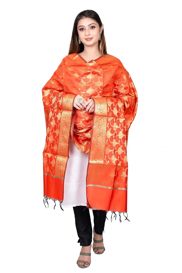 Orange_Art_Silk_Premium_And_Elegant_Dupatta_For_Women