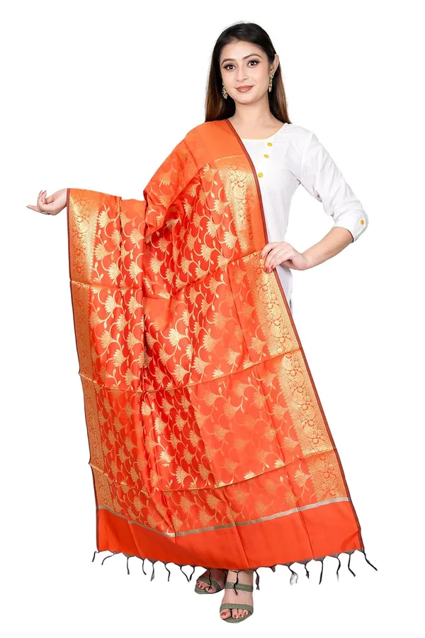 Orange_Art_Silk_Premium_And_Elegant_Dupatta_For_Women