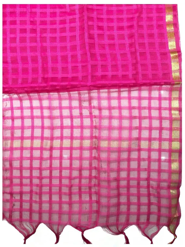 Dark_Pink_Organza_Dupion_Premium_And_Elegant_Dupatta_For_Women