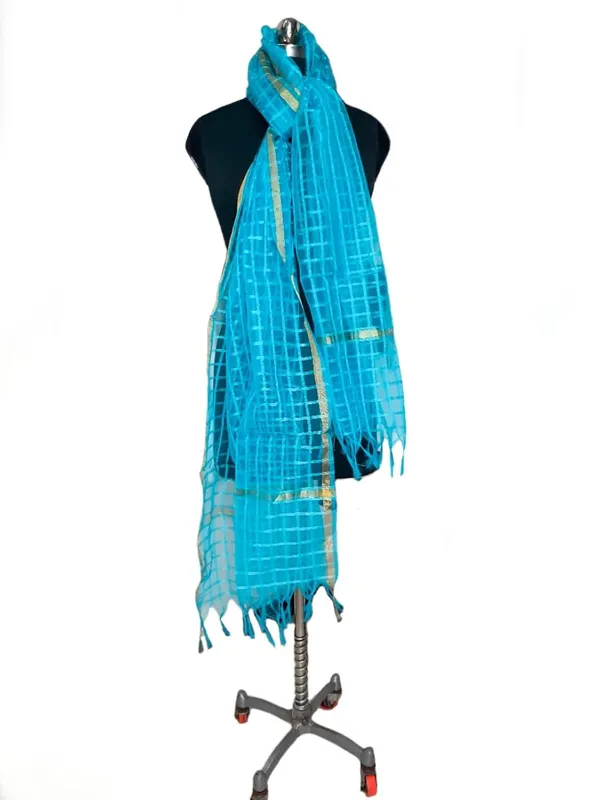Aqua_Blue_Organza_Dupion_Premium_And_Elegant_Dupatta_For_Women