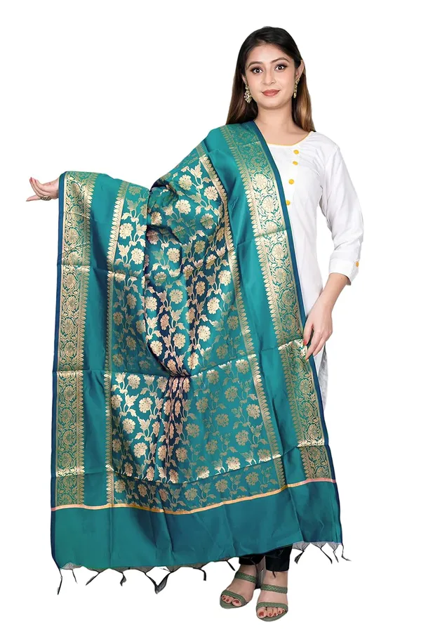 Teal_Art_Silk_Premium_And_Elegant_Dupatta_For_Women