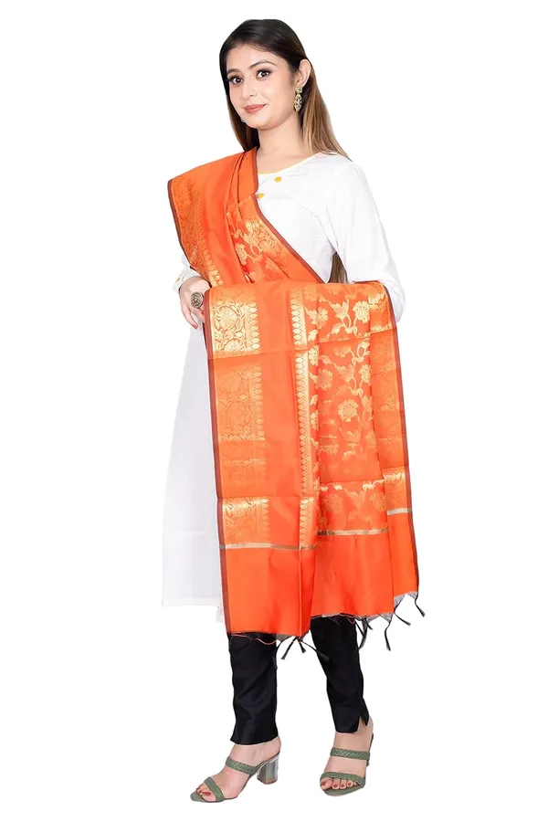 Orange_Art_Silk_Premium_And_Elegant_Dupatta_For_Women