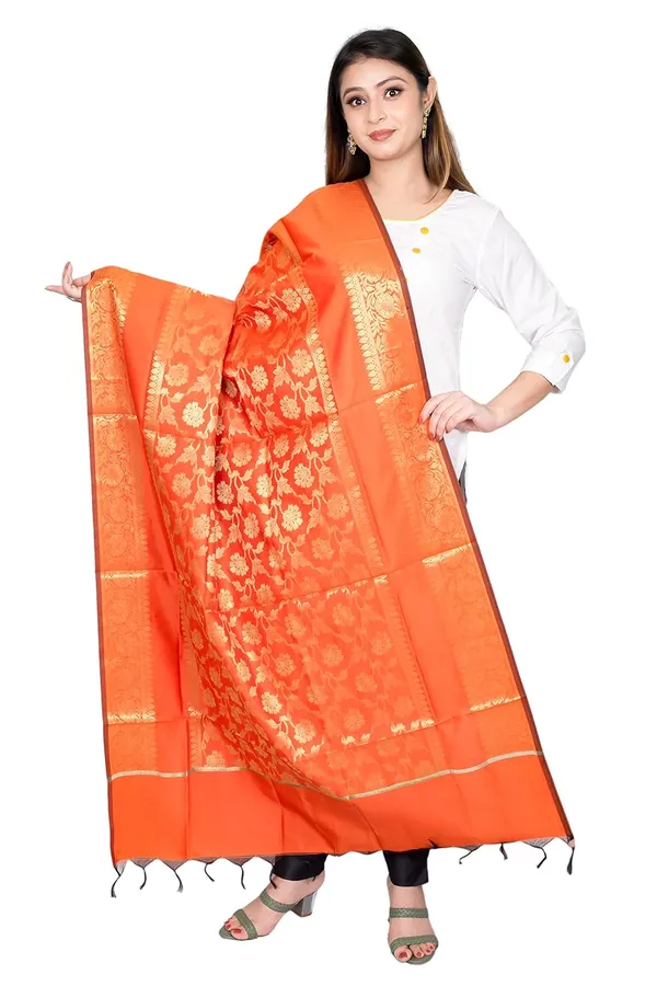 Orange_Art_Silk_Premium_And_Elegant_Dupatta_For_Women
