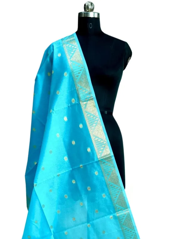 Firozi_Dupion_Silk_Premium_And_Elegant_Dupatta_For_Women