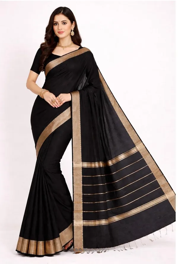 Black_Cotton_Silk_Premium_And_Elegant_Saree_For_Women