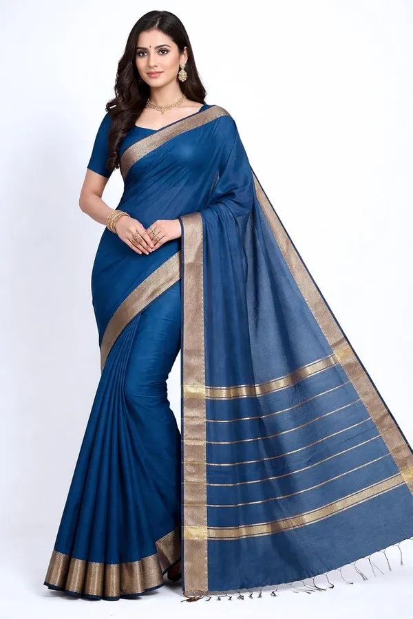 Peacock_Blue_Cotton_Silk_Premium_And_Elegant_Saree_For_Women