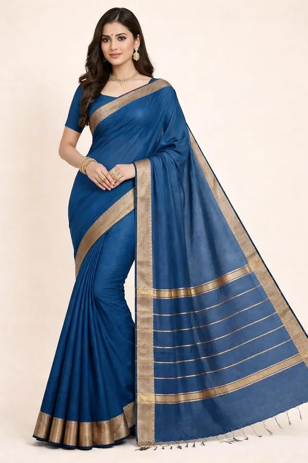 Peacock_Blue_Cotton_Silk_Premium_And_Elegant_Saree_For_Women