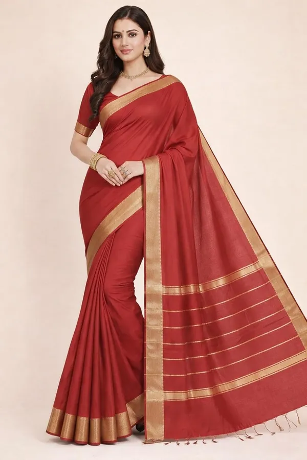 Red_Cotton_Silk_Premium_And_Elegant_Saree_For_Women