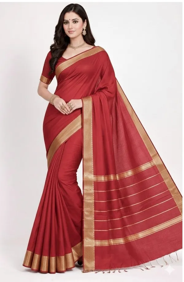 Red_Cotton_Silk_Premium_And_Elegant_Saree_For_Women