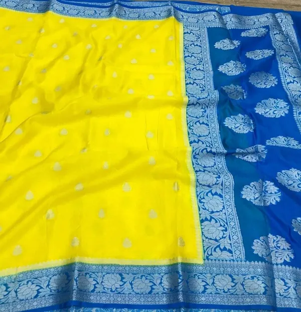 Yellow_nd_blue_jorjat_Silk_Premium_And_Elegant_Saree_For_Women