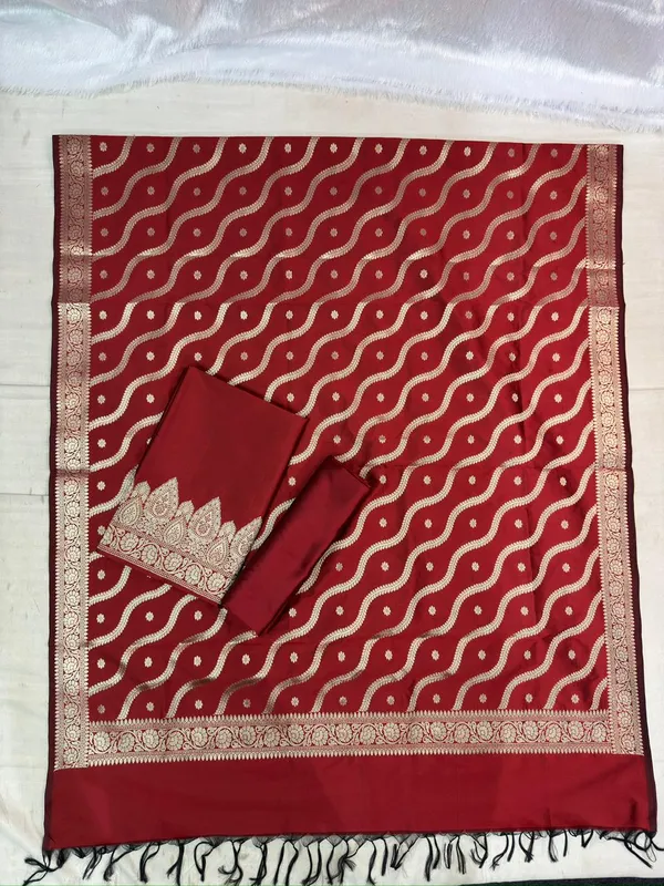 Red_banarasi_katan_Silk_Premium_And_Elegant_dress_materal_For_Women