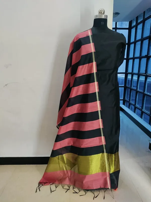 Black_And_Pink_banarsi_cotton_Silk_Premium_And_Elegant_Dress_Material_For_Women