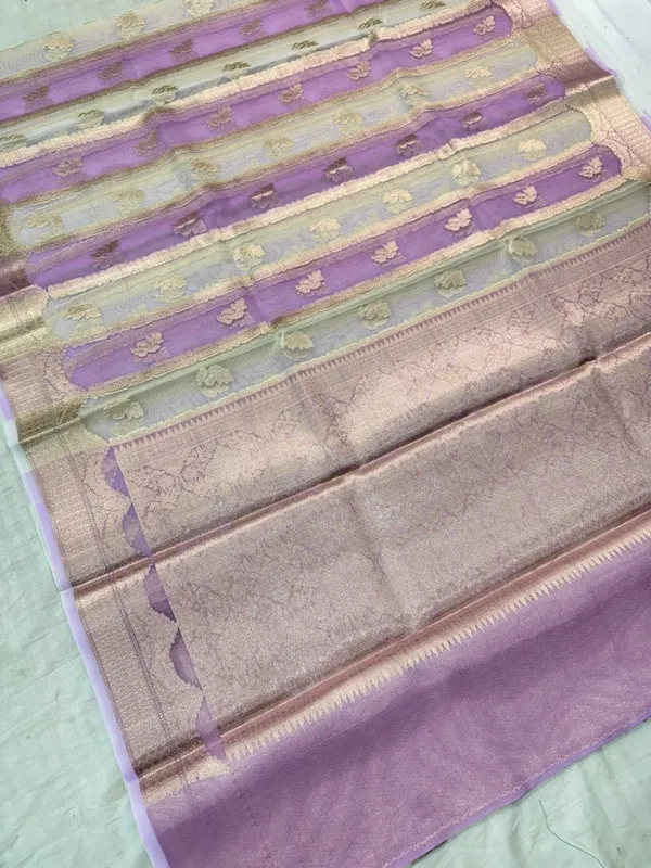 lite_Purple_nd_cream_Banarasi_kora_Silk_Premium_And_Elegant_Saree_For_Women
