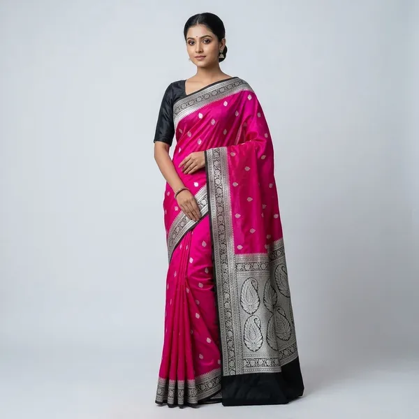Pink_And_Black_Banarasi_jorjat_Silk_Premium_And_Elegant_Saree_For_Women