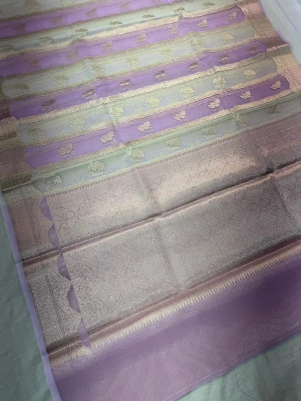 lite_Purple_nd_cream_Banarasi_kora_Silk_Premium_And_Elegant_Saree_For_Women