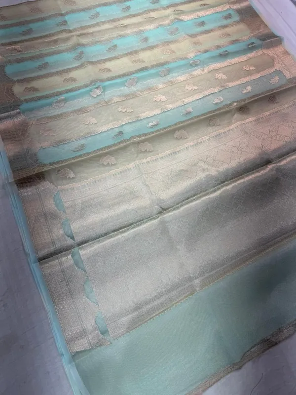 Turquoise_And_Mint_And_Cream_Banarasi_kora_Silk_Premium_And_Elegant_Saree_For_Women
